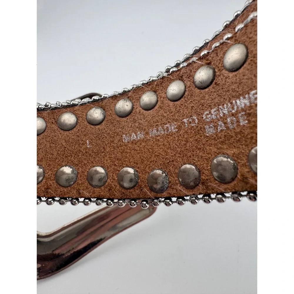 Blazin‎ Roxx Brown Genuine Leather Rhinestone Embellished Western Belt Size L